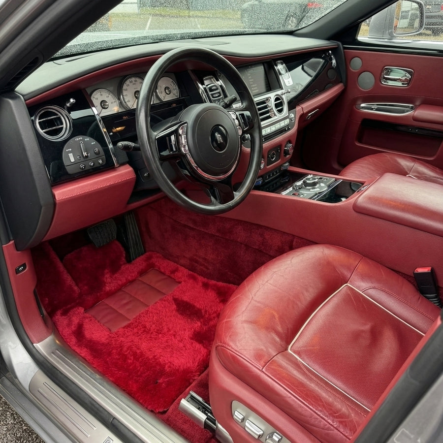 Red Sheepskin Floor Mats For Rolls Royce Ghost Series II (2021-2024) ER56 Design Brand