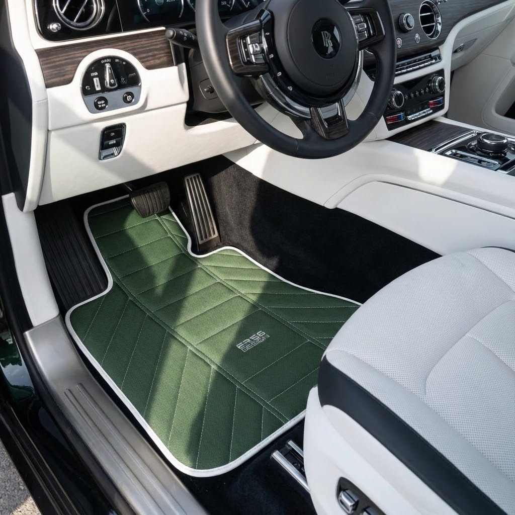 Tapis de voiture en cuir vert pour Rolls-Royce Spectre (2023-2024) Design ER56