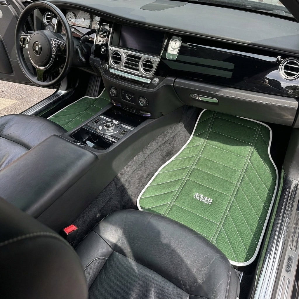 Tapis de voiture en cuir vert pour Rolls Royce Black Badge Ghost Series II (2021-2024)