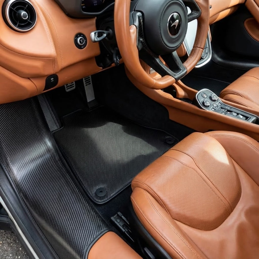 Fußmatten für McLaren 720S Schwarz Maßgeschneiderte Teppiche Set AutoWin