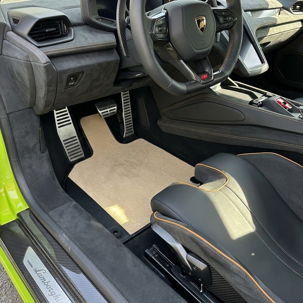 Customizable Leather Floor Mats with Square Pattern for Lamborghini Temerario (2025-2026) - AutoWin