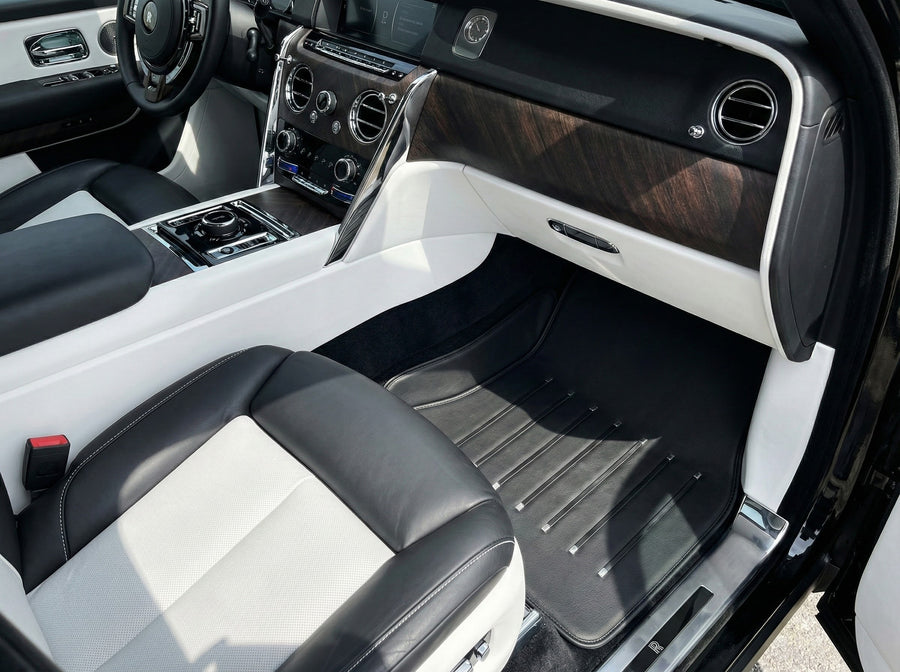 Alfombrillas de coche de cuero para Rolls Royce Black Badge Cullinan RR31 2018-2025 negras
