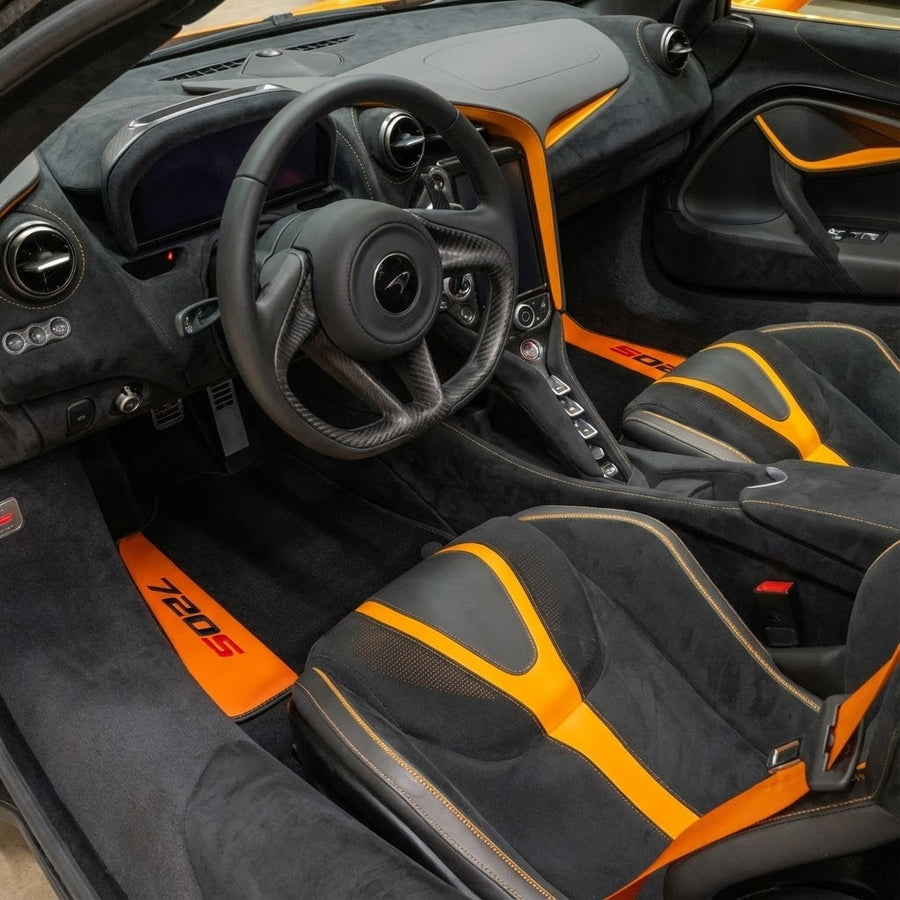 Tapis de voiture noirs pour McLaren 720S (2017-2021) avec