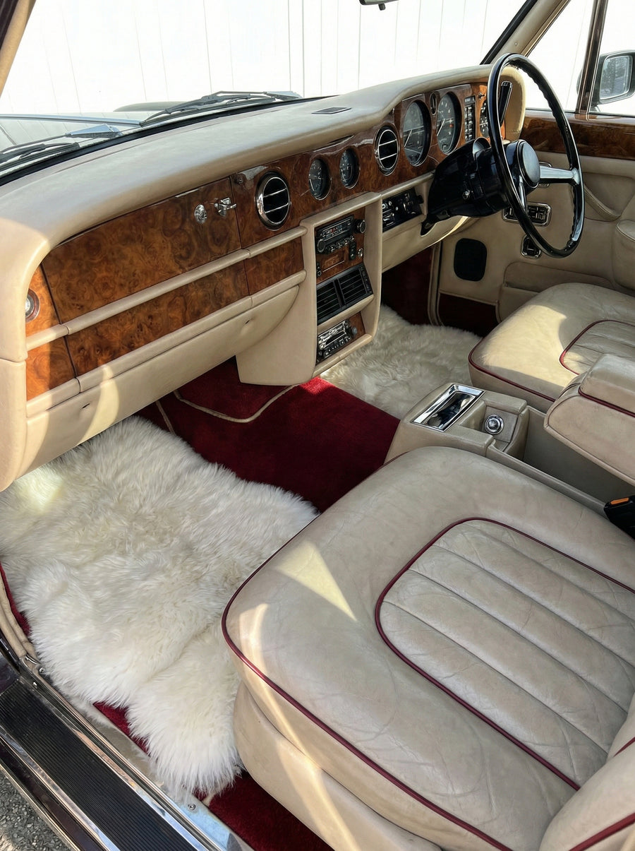 Tapis de voiture en peau de mouton blanc pour Rolls Royce