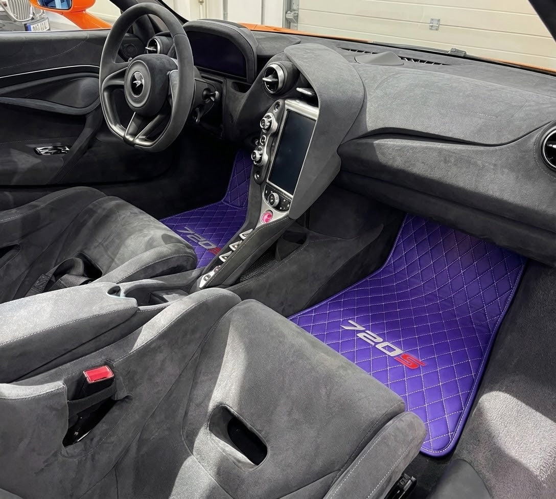 Purple Leather Floor Mats with A1 Pattern for McLaren 750S (2023-2026) - AutoWin