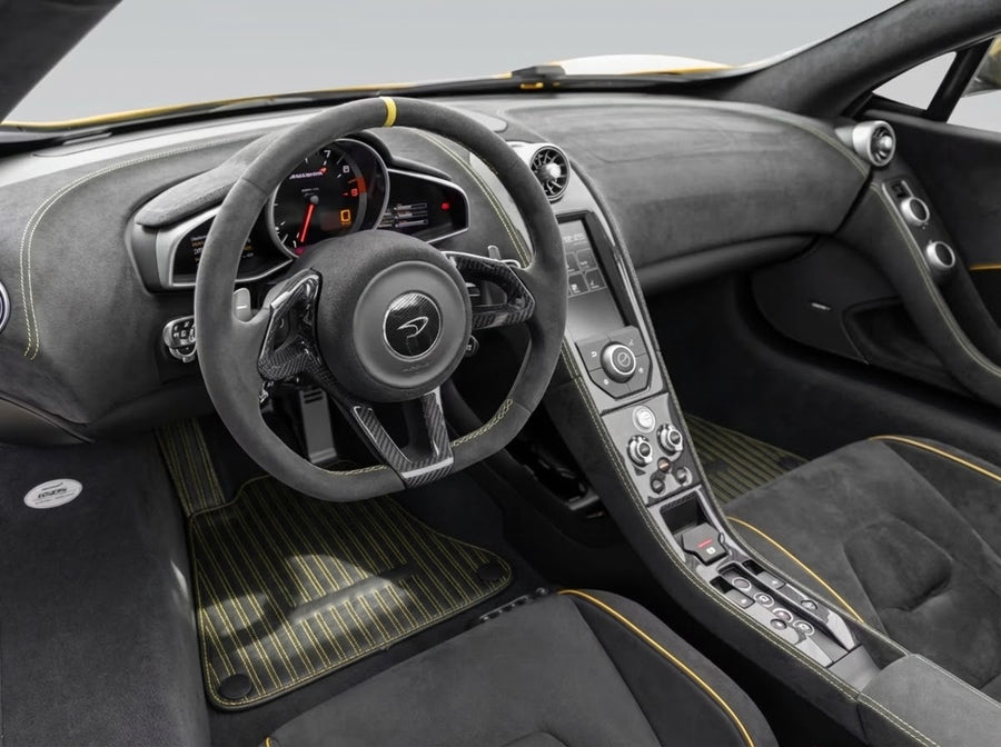 Leder-Fußmatten für McLaren 720S Schwarz Tailored Yellow Sewing