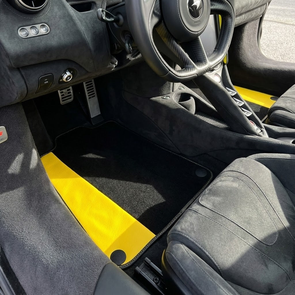 Customizable Leather Floor Mats with Hexagon Hex Pattern for McLaren 750S (2023-2025) - AutoWin