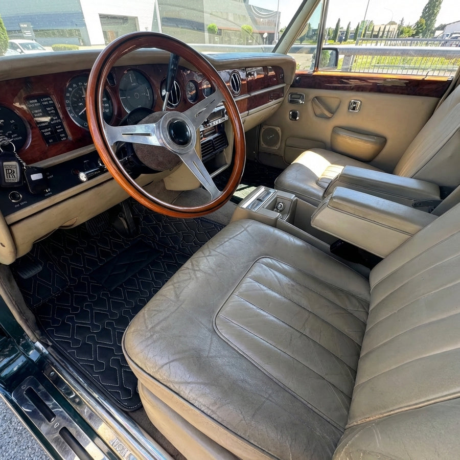 Tapis de voiture en cuir noir sur mesure pour Rolls-Royce