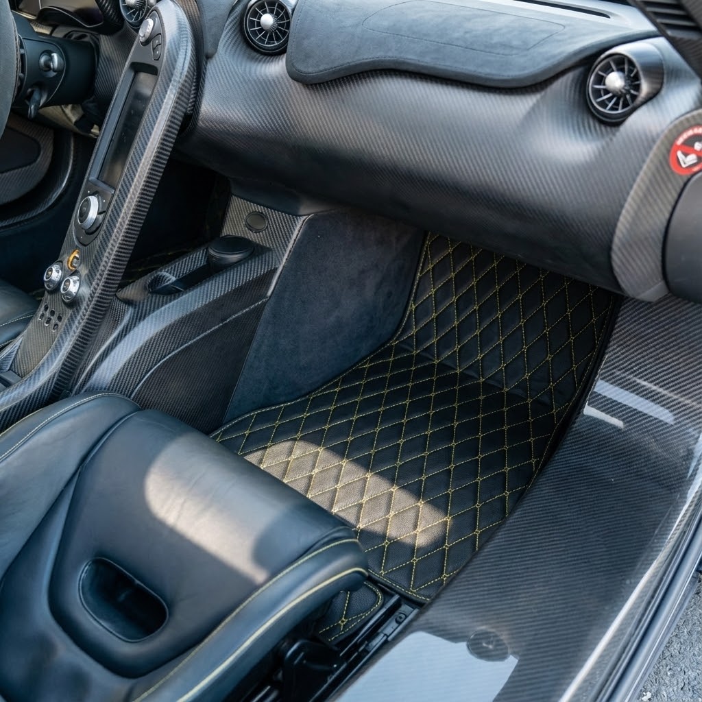 Customizable Leather Floor Mats with Vertical Hex Pattern for McLaren P1 (2013-2015)
