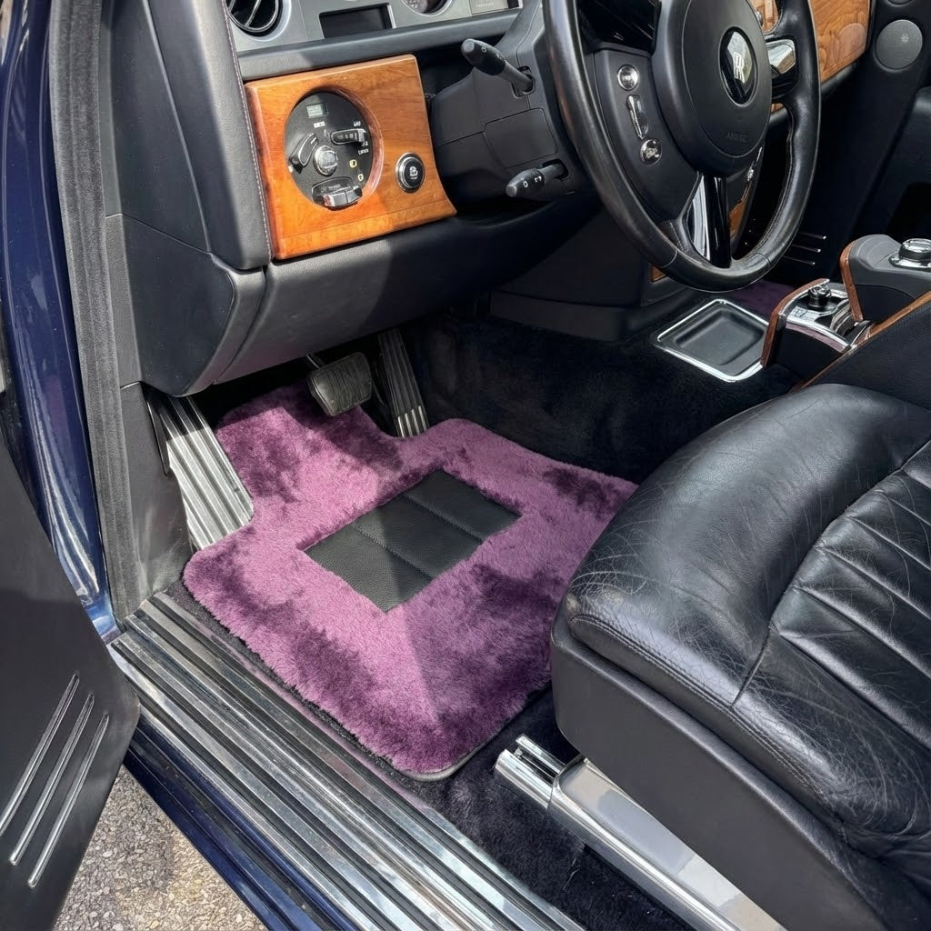Tapis de voiture en peau de mouton violet pour Rolls-Royce Phantom VIII (2017-2024)