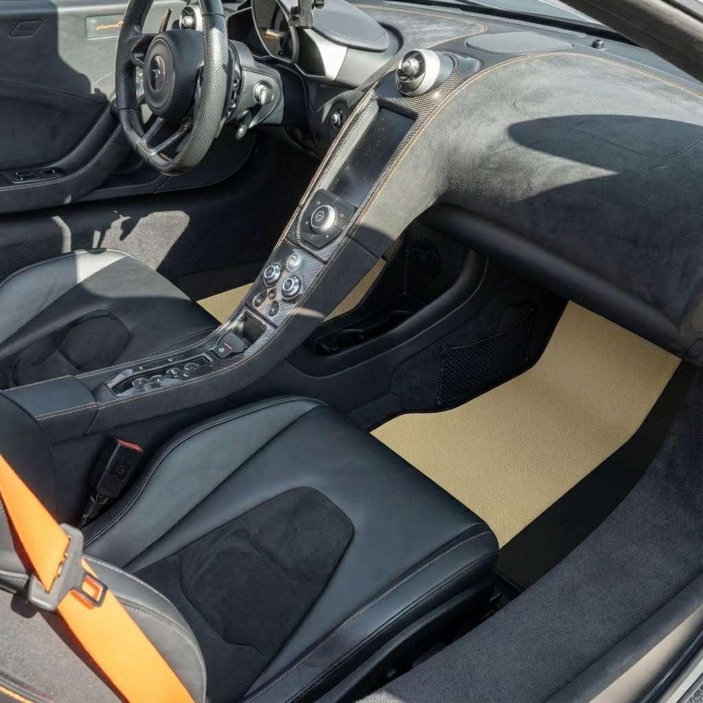 Floor Mats for McLaren 650S (2015-2018) Black Tailored with Red Trim - AutoWin