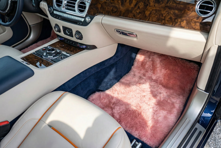Rosa Schaffell-Fußmatten für Rolls Royce Dawn Rr6 2016–2023 Er56 Designmarke