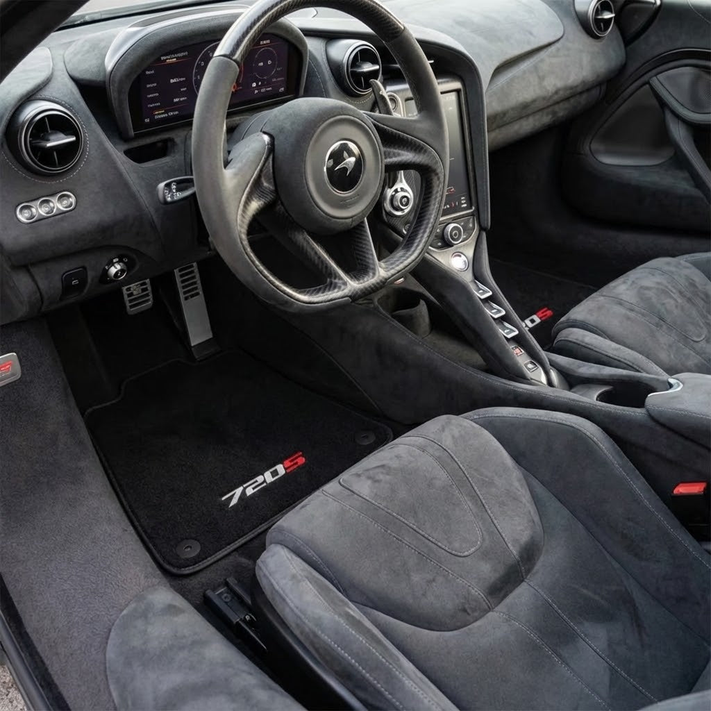 Tappetini per auto per McLaren 720S Set di tappeti neri su misura AutoWin