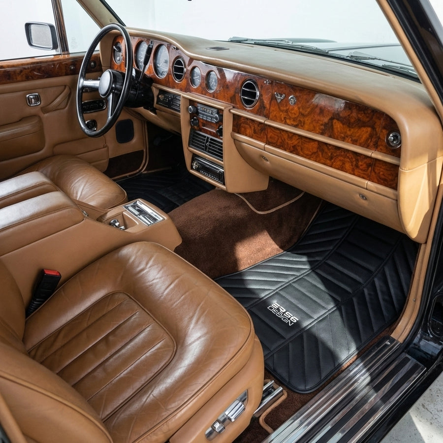 سجاد سيارات جلد أسود لسيارة رولز رويس بلاك بادج Wraith تصميم ER56