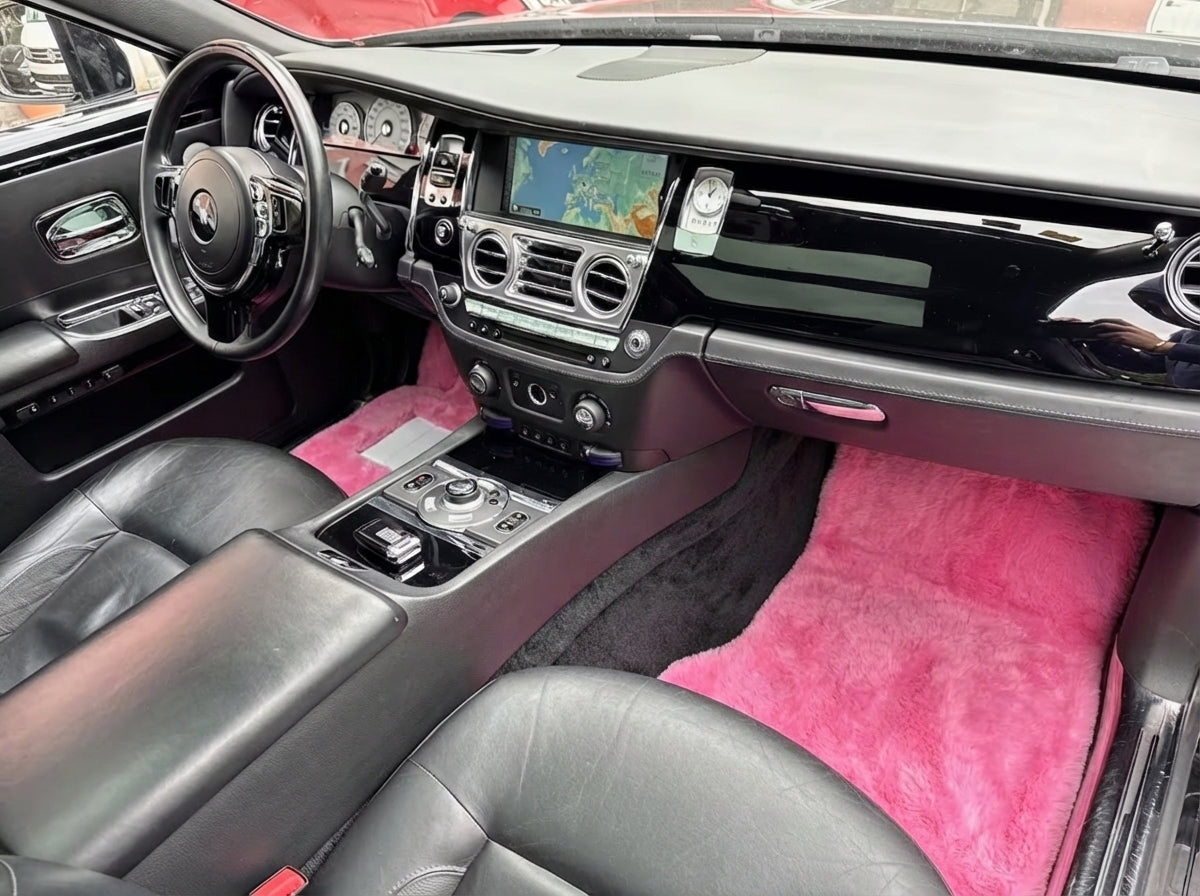Tappeti per auto in pelle di pecora rosa per Rolls Royce Ghost Serie II (2021-2024) Design Er56