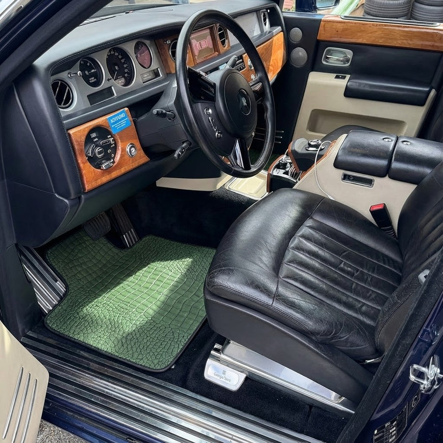 Tapis de voiture en cuir vert pour Rolls-Royce Phantom Sedan