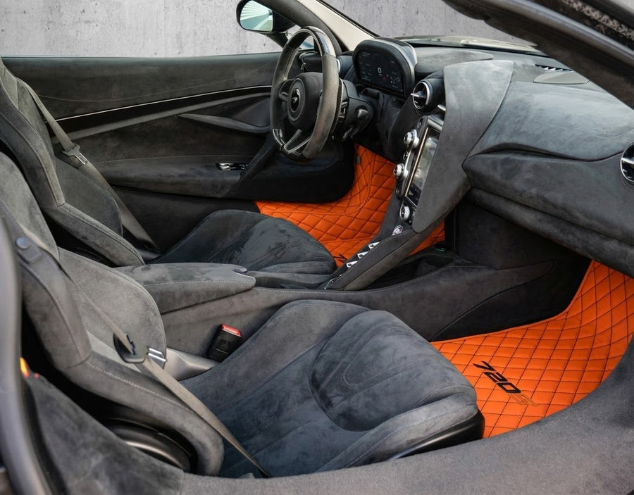 Alfombrillas de cuero naranja para McLaren 720S