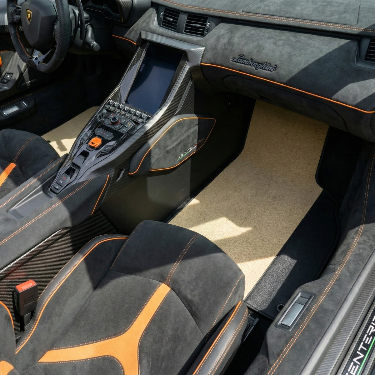 Customizable Floor Mats from Carpet with Leather for Lamborghini Centenario (2016-2017)