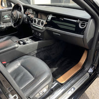 Schwarze Fußmatten für Rolls Royce Ghost Series II (2021-2024) mit goldenem Leder