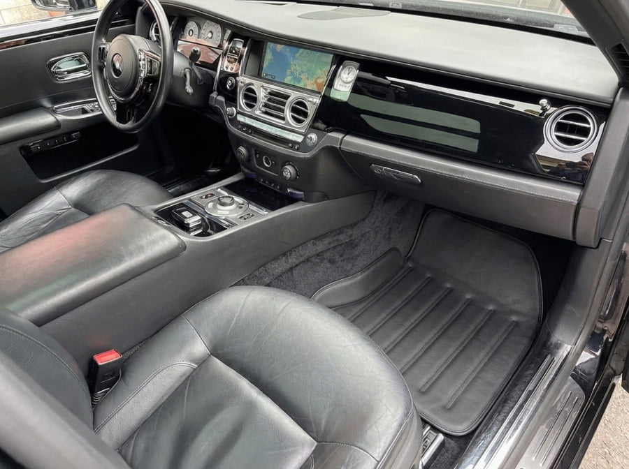 Alfombrillas de coche de cuero para Rolls Royce Black Badge Ghost Series II (2021-2024) negras