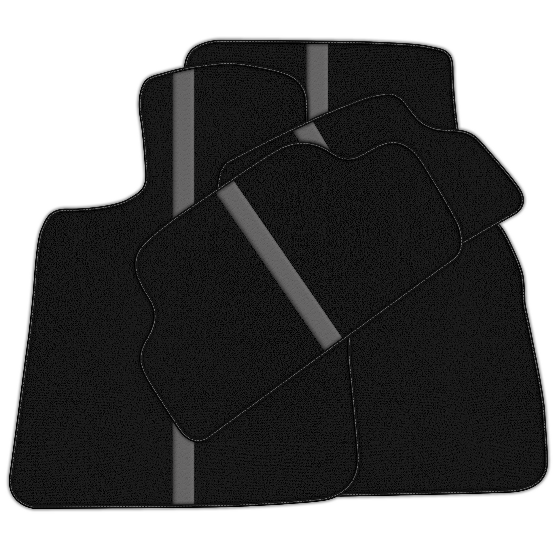 Black Floor Mats with Leather Line for Mini Cabrio F57 Convertible (2016-2023) - Various Colors