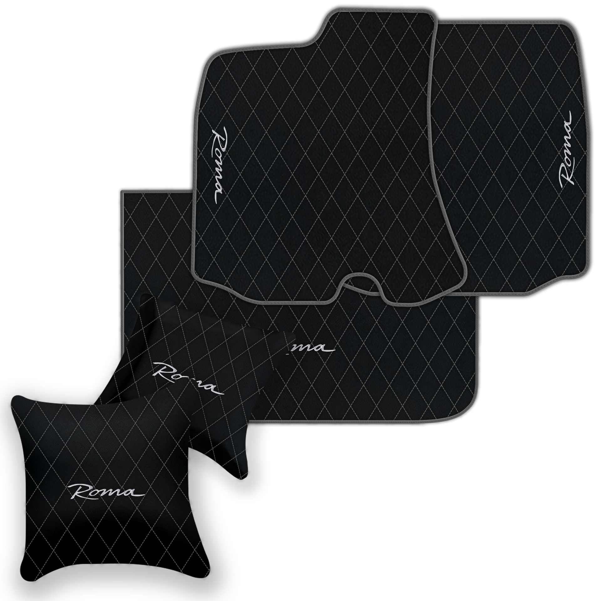 Premium Black Leather Floor Mats for Ferrari Portofino (2018-2023)