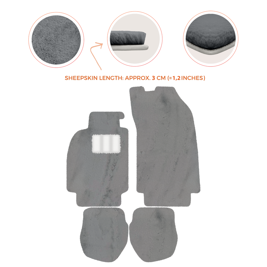 Tapis de voiture en peau de mouton pour Porsche 911 - 964 (1989-1994) - Longueur de peau de mouton, Options de couleur variées