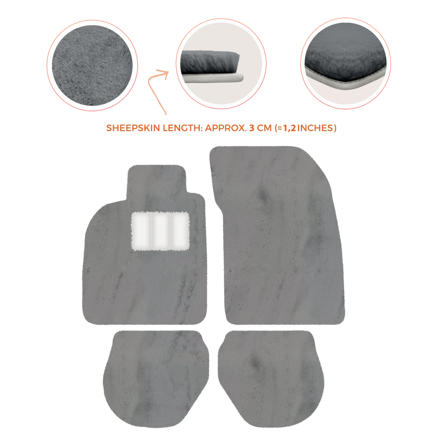 Tapis de voiture en peau de mouton pour Porsche 911-993 (1993-1998) - Longueur de peau de mouton, Options de couleur variées
