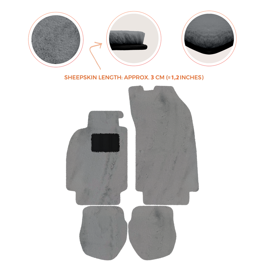 Tapis de voiture en peau de mouton pour Porsche 911 - 964 (1989-1994) - Longueur de peau de mouton, Options de couleur variées