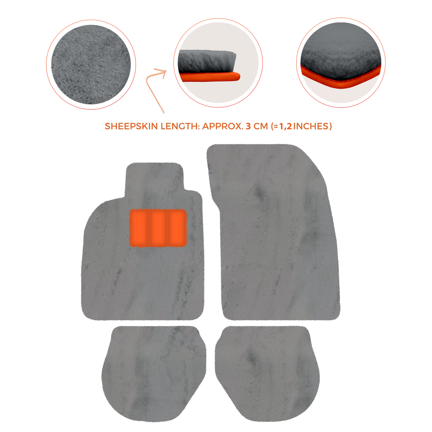 Sheepskin Floor Mats for Porsche 911-993 (1993-1998) - Sheepskin Length, Various Color Options