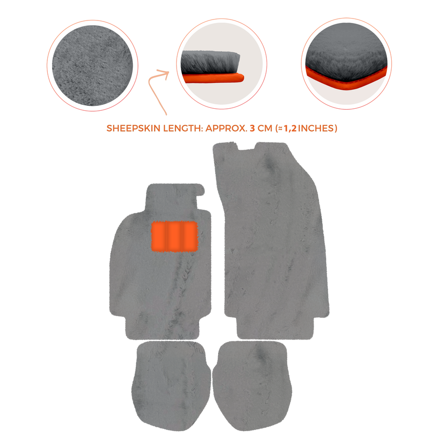 Tapis de voiture en peau de mouton pour Porsche 911 - 964 (1989-1994) - Longueur de peau de mouton, Options de couleur variées