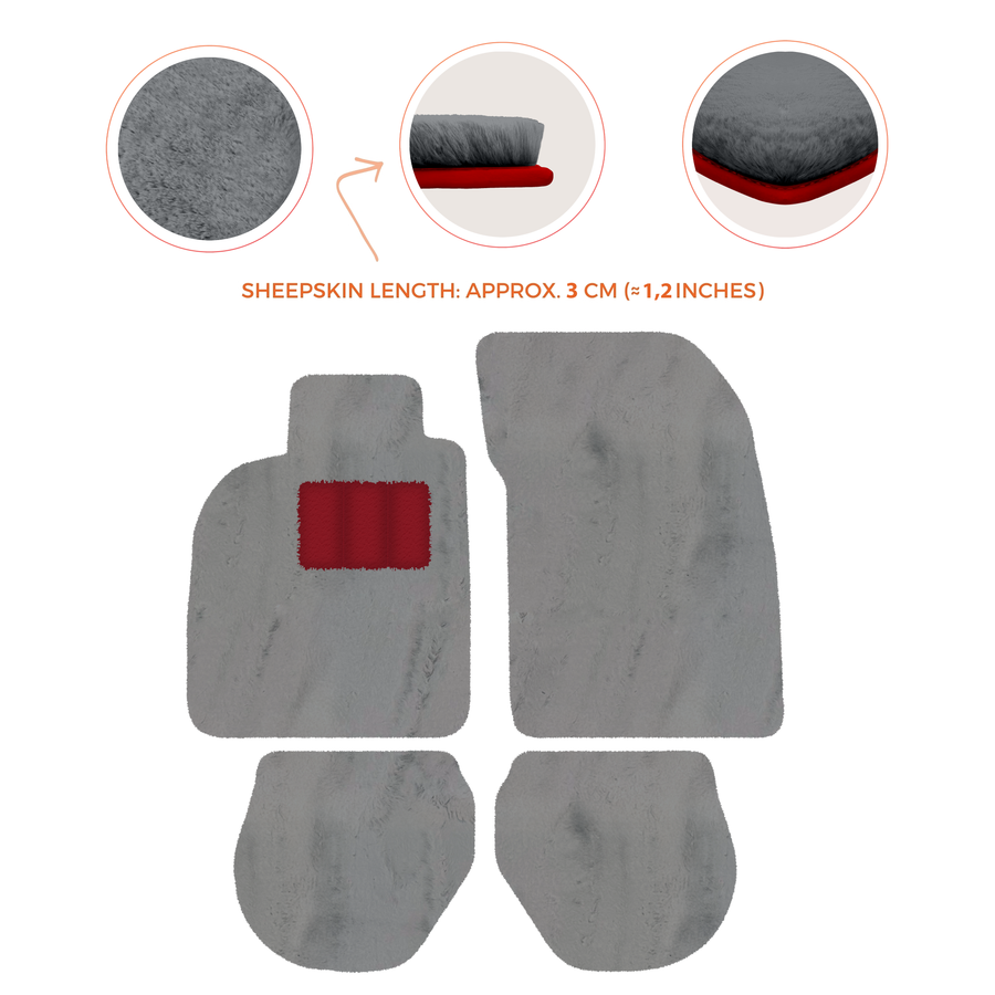 Tapis de voiture en peau de mouton pour Porsche 911-993 (1993-1998) - Longueur de peau de mouton, Options de couleur variées