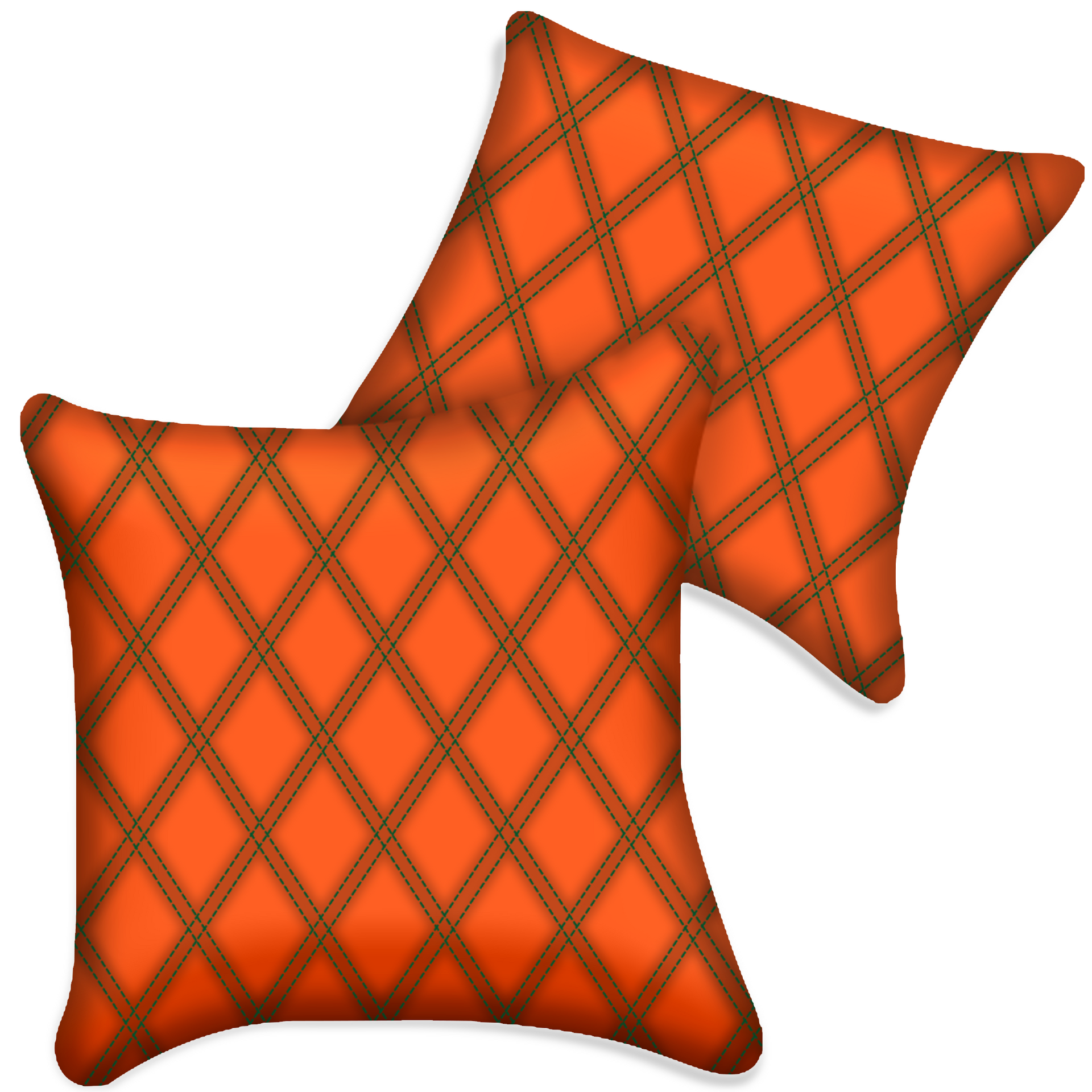 Customizable Orange Leather Pillows Set of 2 for All Vehicles | Double Diamond Pattern