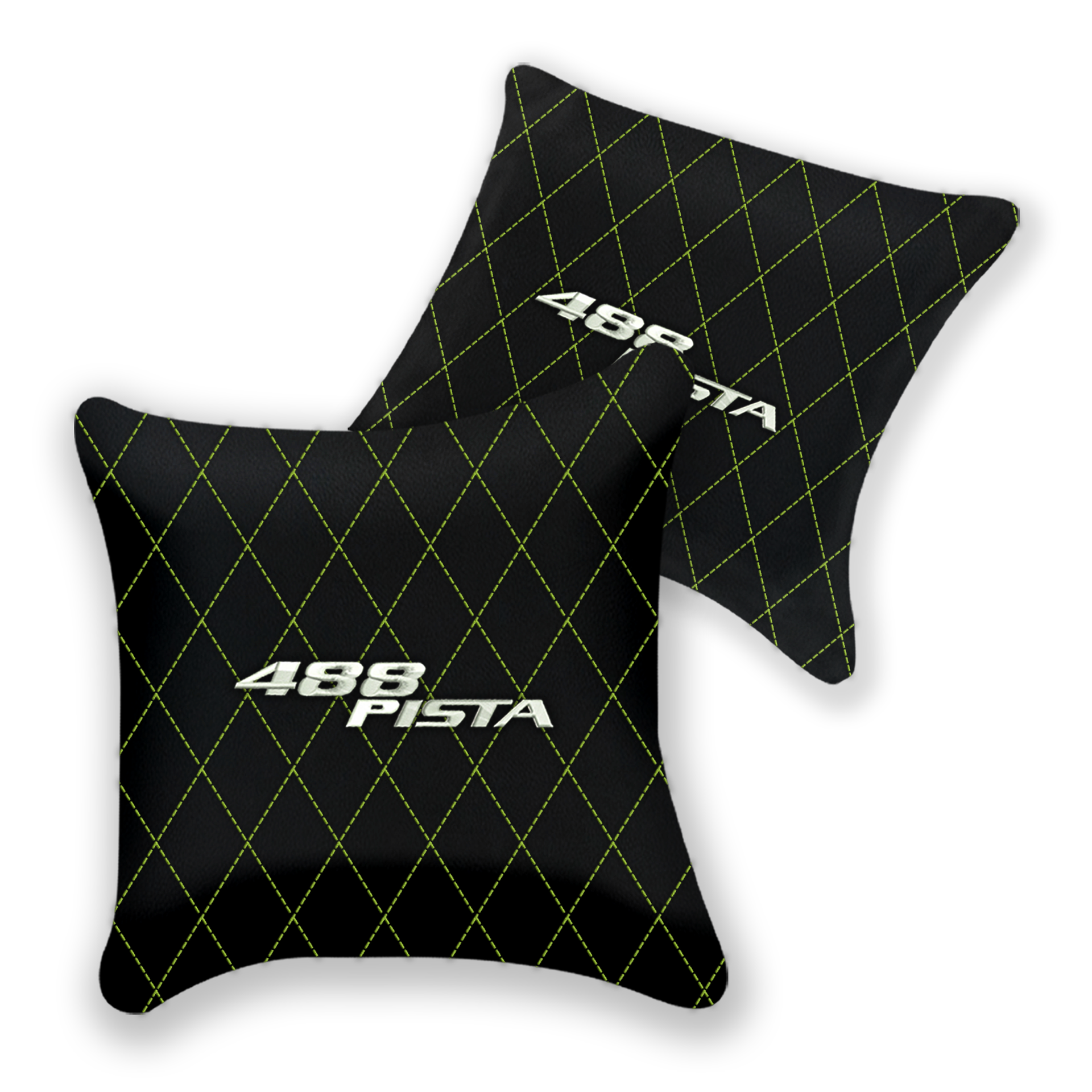 Customizable Black Leather Pillows for Ferrari 488 GTB (2016-2022)