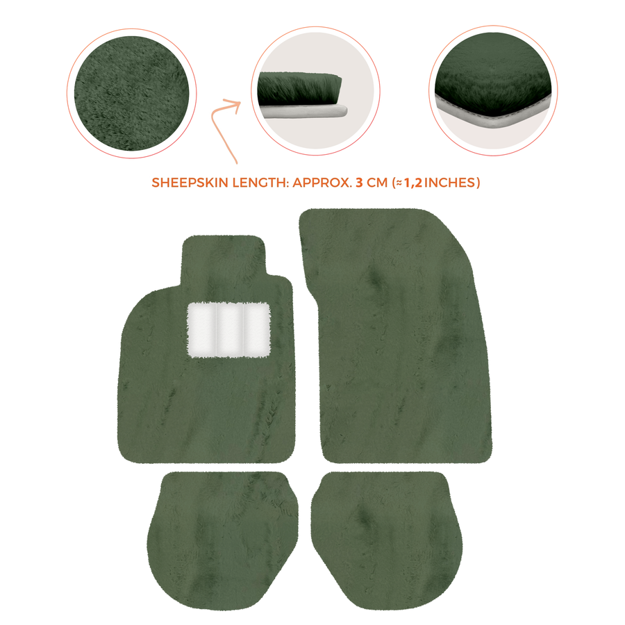 Tapis de voiture en peau de mouton pour Porsche 911-993 (1993-1998) - Longueur de peau de mouton, Options de couleur variées