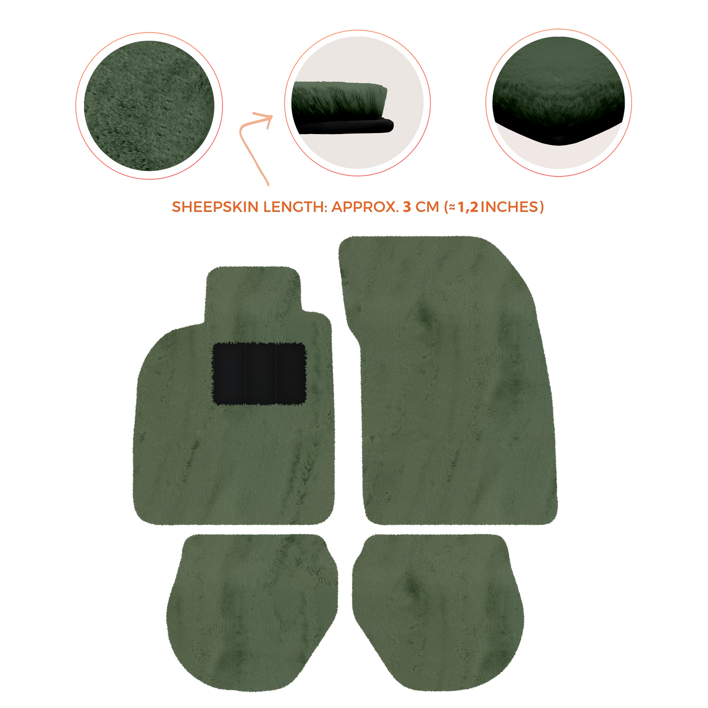 Sheepskin Floor Mats for Porsche 911-993 (1993-1998) - Sheepskin Length, Various Color Options