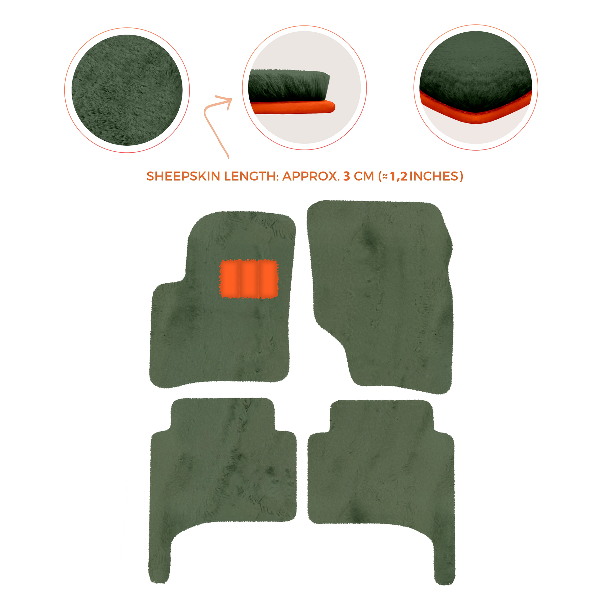 Premium Quality Sheepskin Floor Mats for Porsche 550 (1953-1956)