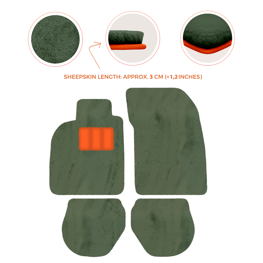 Tapis de voiture en peau de mouton pour Porsche 911-993 (1993-1998) - Longueur de peau de mouton, Options de couleur variées