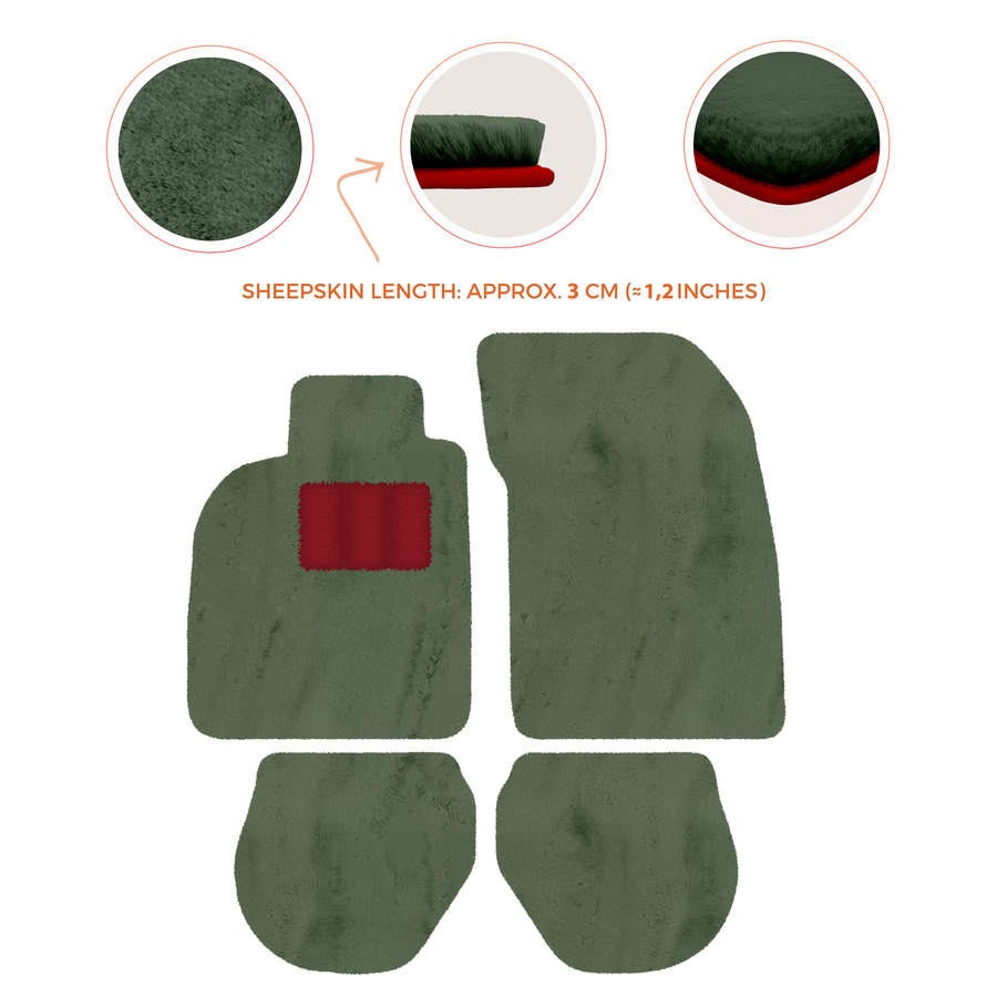 Tapis de voiture en peau de mouton pour Porsche 911-993 (1993-1998) - Longueur de peau de mouton, Options de couleur variées