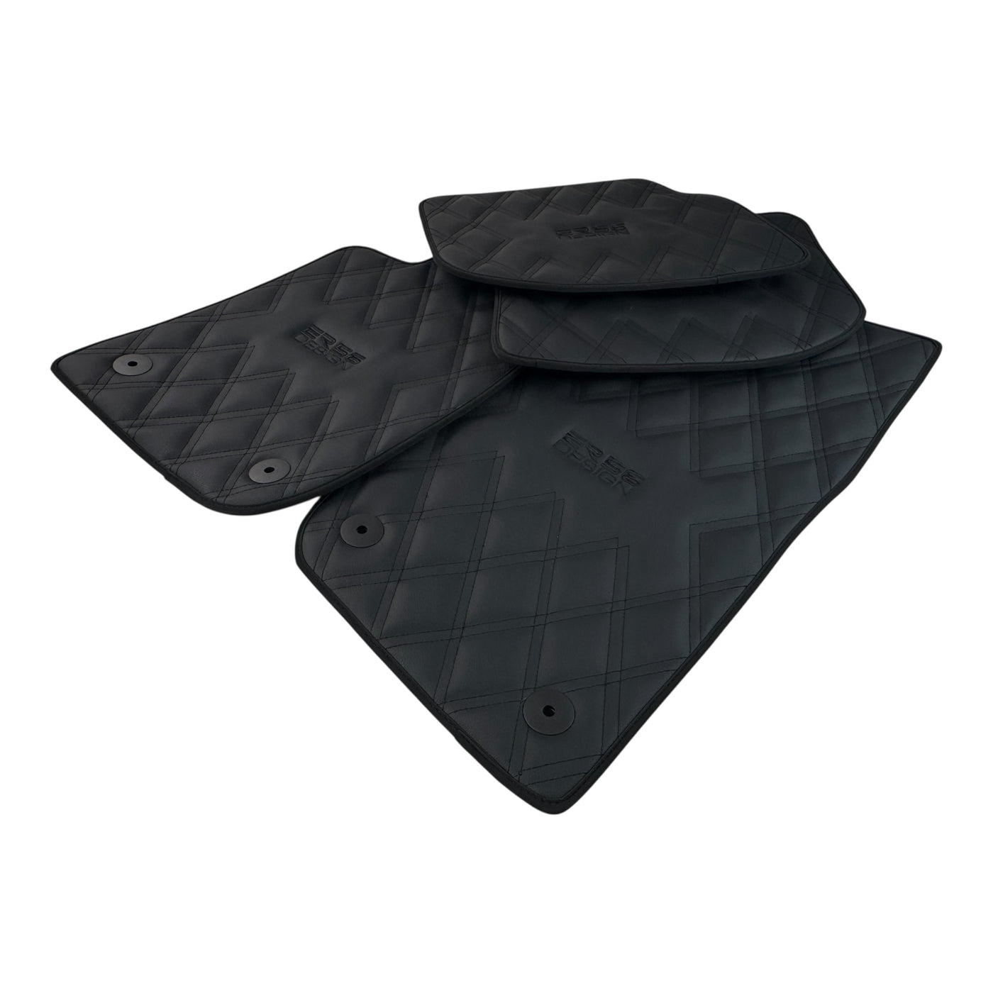 Bentley Continental GT (2018–2023) Black Floor Mats - with Leather | ER56 Design