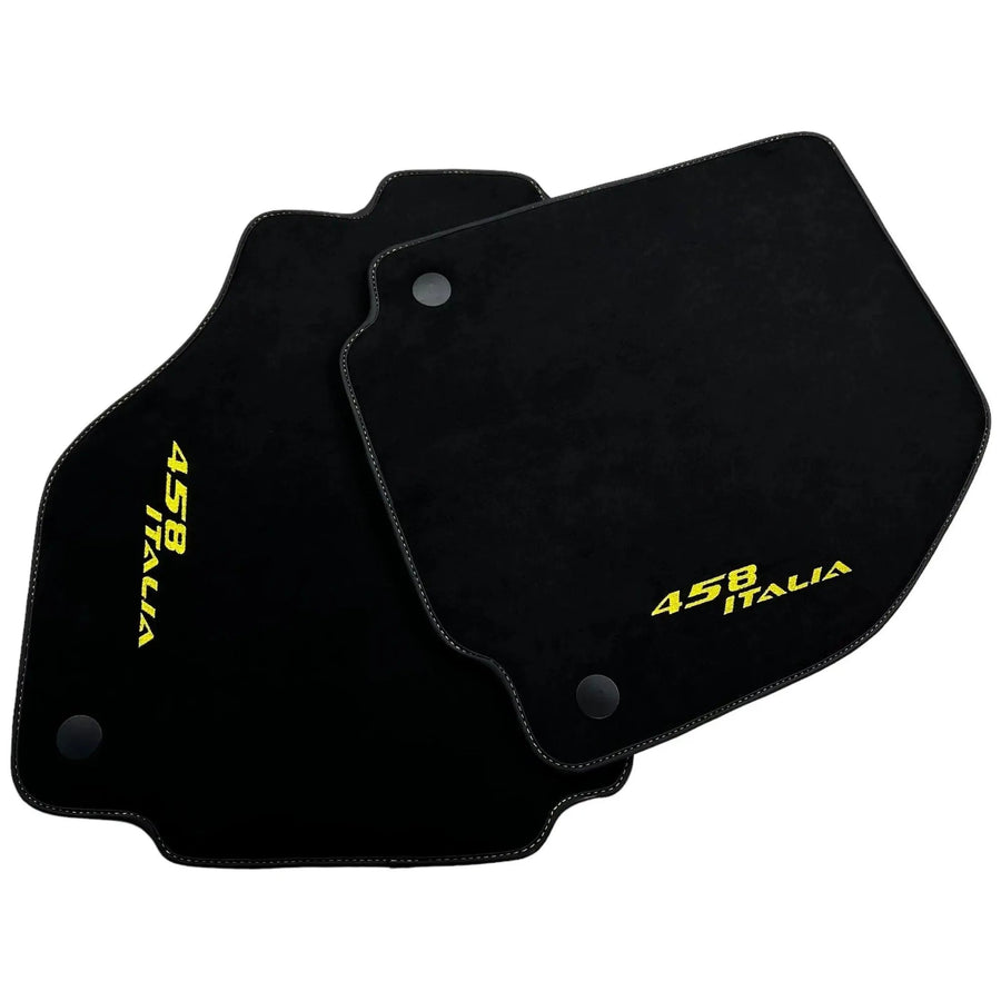 Tapis de sol Alcantara Noir pour Ferrari 458 SpecialeA (2009-2015) Couture Jaune