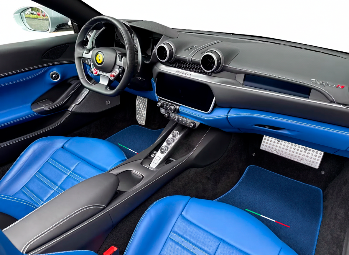 Alfombrillas de coche azul oscuro para Ferrari Portofino (2018-2023) Edición italiana