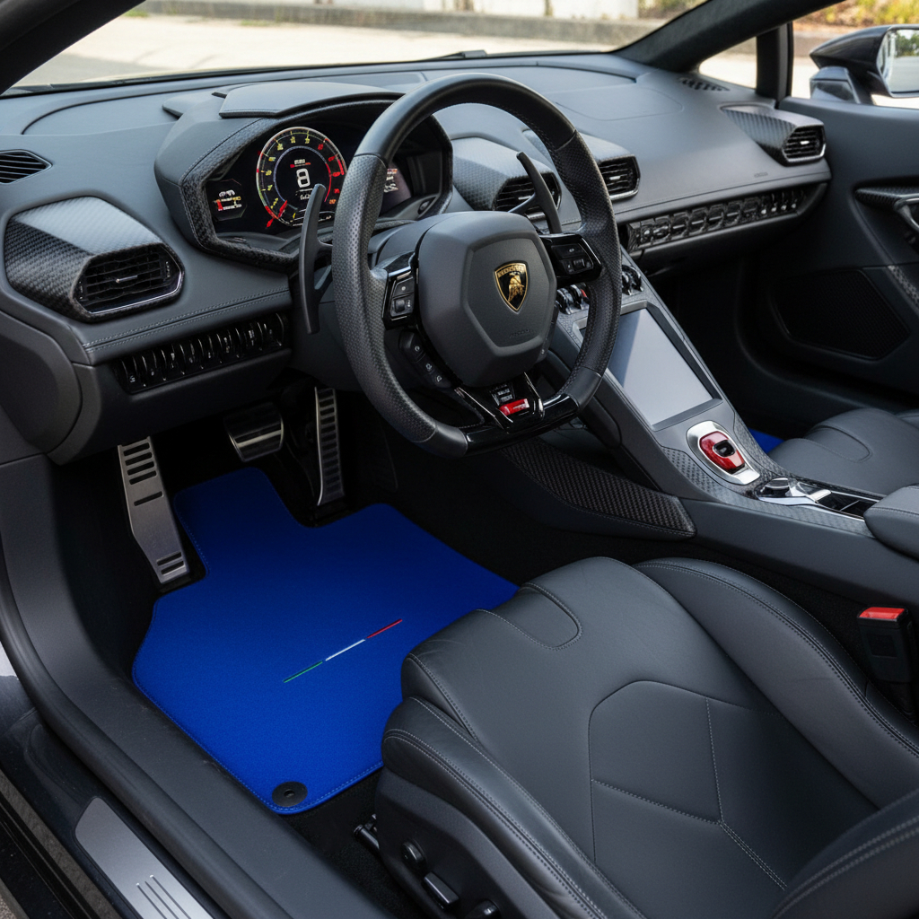 Tapis de voiture personnalisés pour Lamborghini Huracan couleur bleue