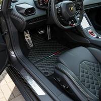 Tapis de voiture en cuir noir sur mesure pour Lamborghini Huracan Perfomante | Couture verte