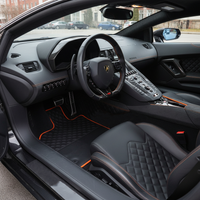 Tapis de voiture en cuir noir personnalisables pour Lamborghini Aventador avec bord orange