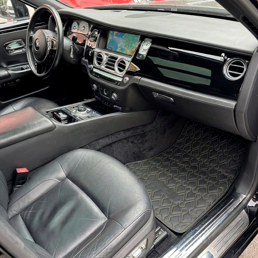 Tapis de voiture en cuir noir sur mesure pour Rolls-Royce