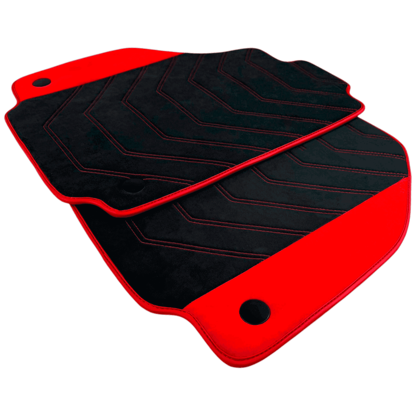 Black Alcantara Floor Mats for Ferrari 488 GTB (2016-2022) with Red Alcantara Accents