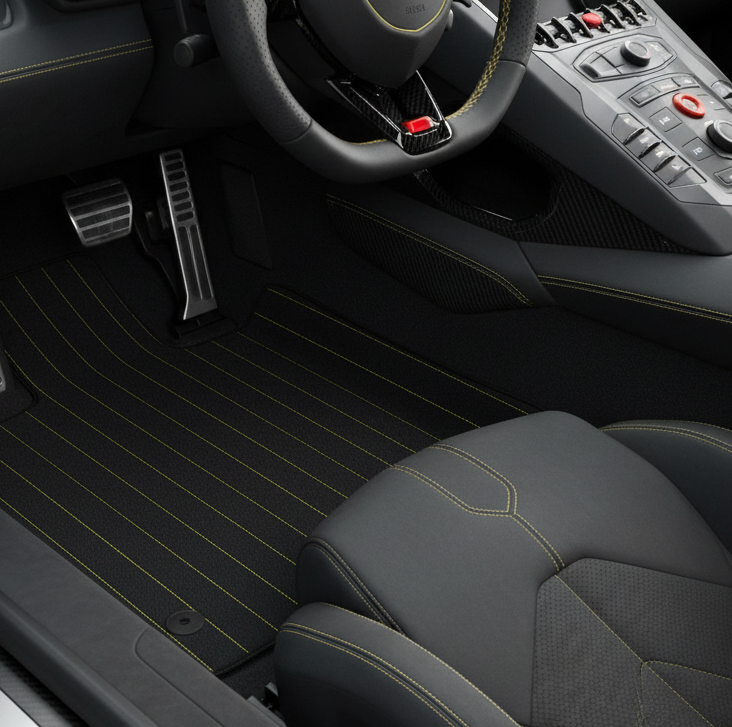Customizable Leather Floor Mats with Hexagon Hex Pattern for Lamborghini Aventador SV (2012-2022) - AutoWin