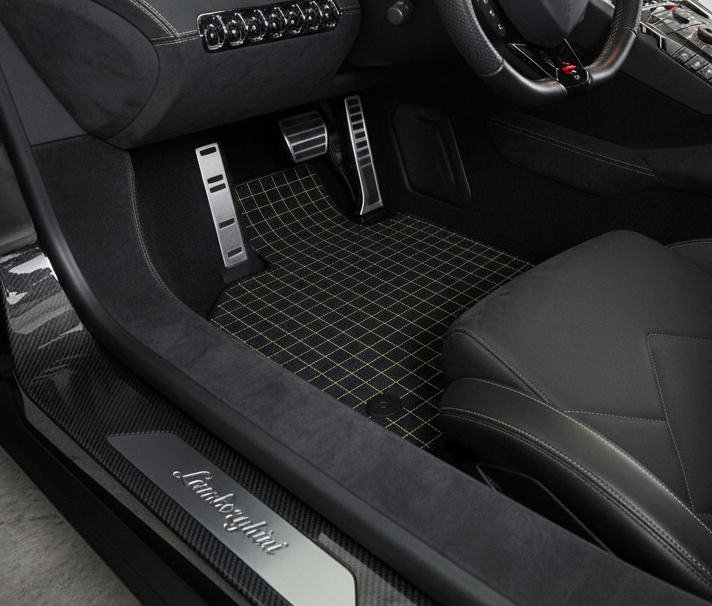 Tapis de voiture en cuir personnalisables avec motif hexagonal pour Lamborghini Aventador (2012-2022) - AutoWin