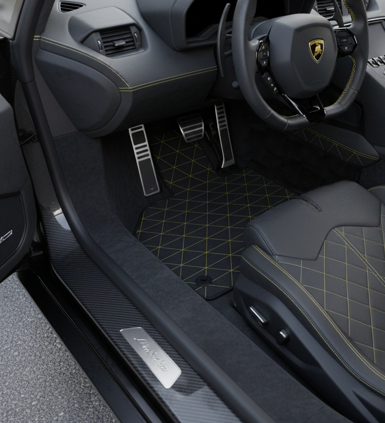 Tapis de voiture en cuir personnalisables avec motif hexagonal pour Lamborghini Aventador (2012-2022) - AutoWin